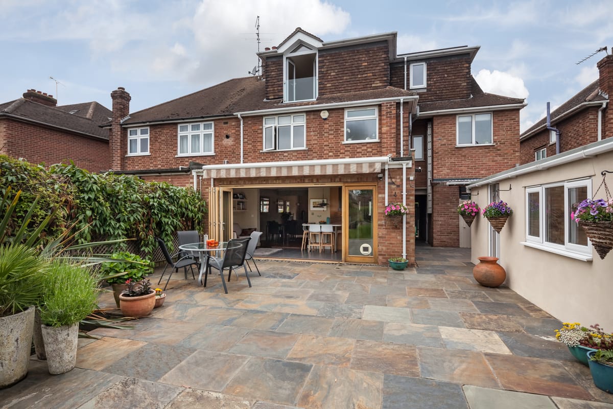 A landscaped garden and patio in Colchester